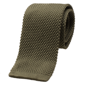 Cravate Tricot Vert Olive - Soie – Image 1