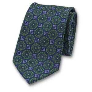Cravate Motif Cercle Vert Bleu Foncé – Image 1