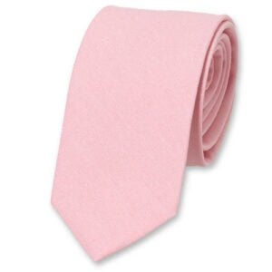 Cravate homme en lin rose – Image 1