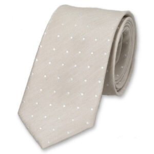 Cravate homme en lin beige à pois – Image 1
