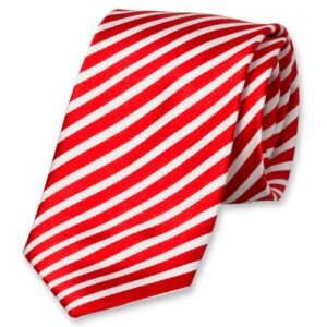 Cravate rouge/blanc - rayures fines – Image 1