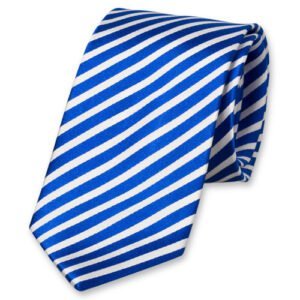 Cravate bleu roi/blanc - fines rayures – Image 1
